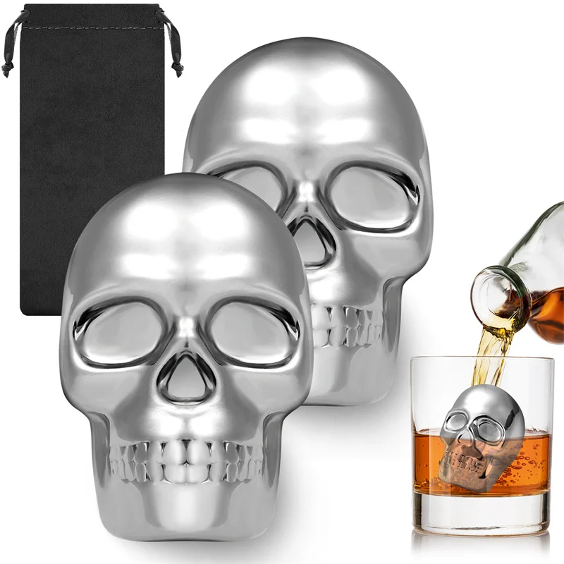 Beer Wine Hobby - Reusable 2 Skeleton Head Whiskey Stone