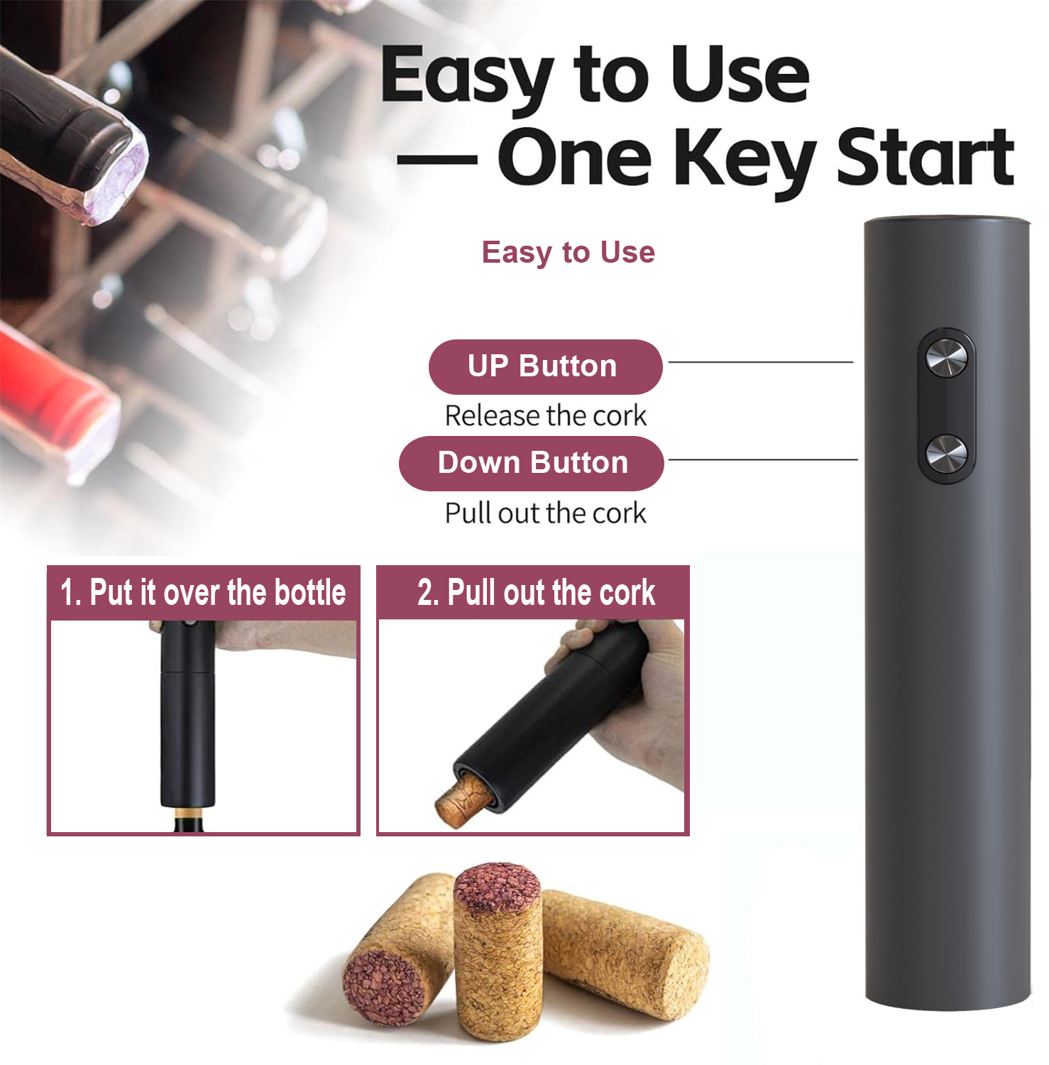 Electric Wine Opener, Black Co - Wine Opener Electric recension och pris